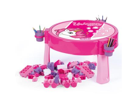 Masuta roz de activitati cu 100 cuburi de construit